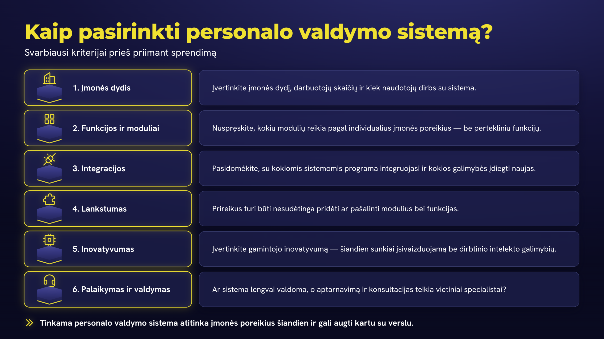 kaip pasirinkti personalo valdymo sistemą